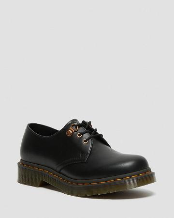 Women's Dr Martens 1461 Rose Gold Hardware Leather Oxfords Shoes Black | AU 367PJJ